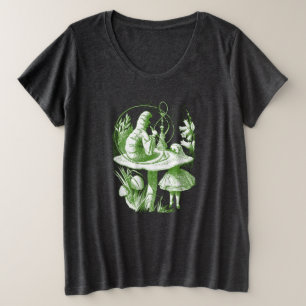 Vintage Alice Uitgerekt in Wonderland Grote Maat T-shirt