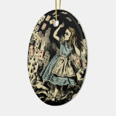 Vintage Alice Vliegende Kaarten Donker Keramisch Ornament (Links)