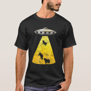 Vintage Alien Ufo Koe Abductie Roswell Retro Geel T-shirt