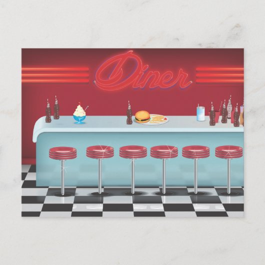Vintage All American Diner Briefkaart (Voorkant)
