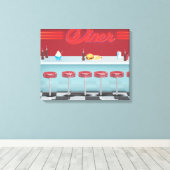 Vintage All American Diner Canvas Afdruk (Insitu (Houten vloer))