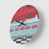 Vintage All American Diner Ronde Klok (Hoek)