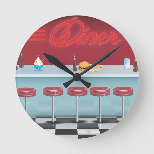 Vintage All American Diner Ronde Klok (Voorkant)