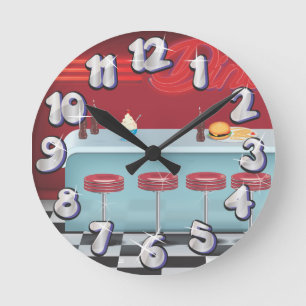 Vintage All American Diner Ronde Klok