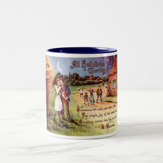 Vintage All Halloween Groet Koppel Tweekleurige Koffiemok (Center)