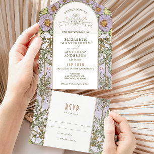 Vintage All in One Wedding Invitation door Mucha Uitnodiging