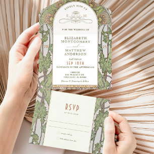Vintage All in One Wedding Invitation door Mucha Uitnodiging