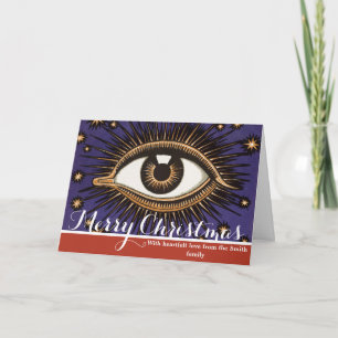 Vintage All Seeing Eye Mystieke Hemelse Kunst Feestdagen Kaart