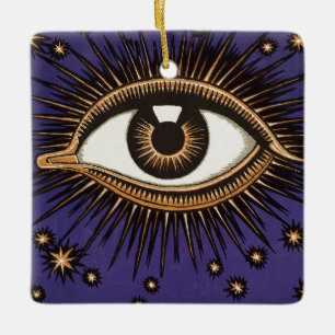 Vintage All Seeing Eye Mystieke Hemelse Kunst Keramisch Ornament