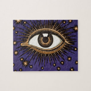 Vintage All Seeing Eye Mystieke Hemelse Kunst Legpuzzel