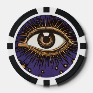 Vintage All Seeing Eye Mystieke Hemelse Kunst Poker Chips