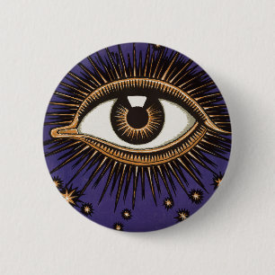 Vintage All Seeing Eye Mystieke Hemelse Kunst Ronde Button 5,7 Cm
