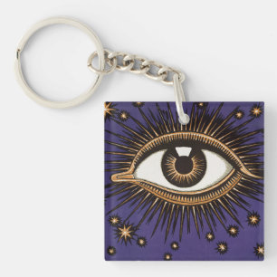 Vintage All Seeing Eye Mystieke Hemelse Kunst Sleutelhanger