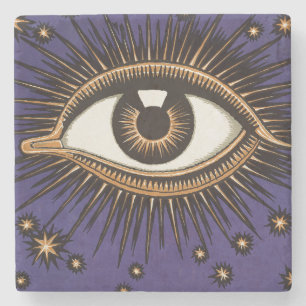 Vintage All Seeing Eye Mystieke Hemelse Kunst Stenen Onderzetter