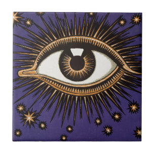 Vintage All Seeing Eye Mystieke Hemelse Kunst Tegeltje