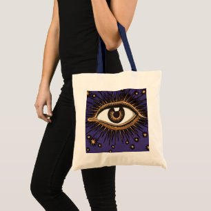 Vintage All Seeing Eye Mystieke Hemelse Kunst Tote Bag