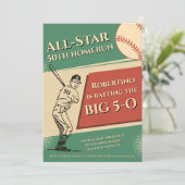 Vintage All Star Baseball Men 50th Birthday Kaart (Staand voorkant)