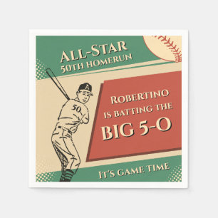 Vintage All Star Honkbal Mannen 50e Verjaardag Servet