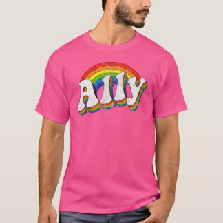 Vintage Ally LGBTQ 70s Gay Pride-vlag LGBT-jongen T-shirt