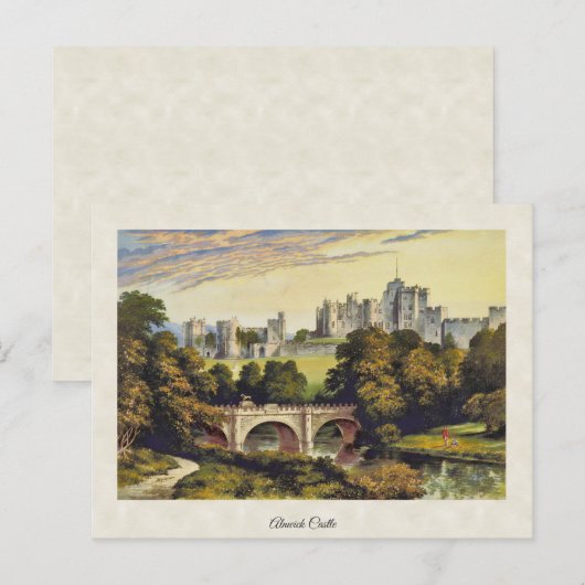 Vintage Alnwick Castle Northumberland Briefkaart (Voorkant / Achterkant)