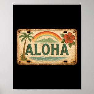 Vintage Aloha Kentekenplaat Hawaii Poster