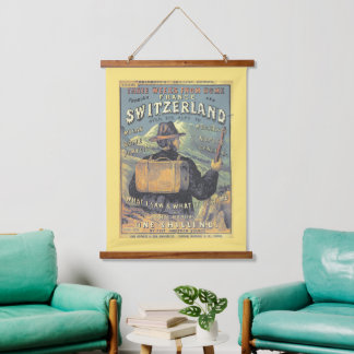 Vintage Alpen Zwitserland naar Frankrijk Reizen  Hangend Wandkleed
