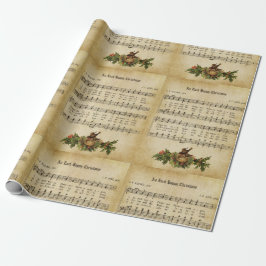 Vintage Als Elke Kerstmis Gelukkig Kerstlied Scrip Cadeaupapier