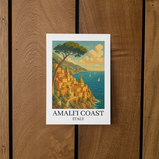 Vintage Amalfi Coast Italy Illustration Briefkaart