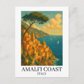 Vintage Amalfi Coast Italy Illustration Briefkaart (Voorkant)
