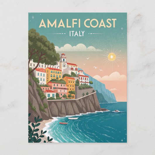 Vintage Amalfi Coast Travel Briefkaart (Voorkant)
