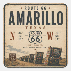 Vintage Amarillo Route 66 Souvenir Vierkante Sticker