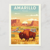 Vintage Amarillo Texas Briefkaart (Voorkant)