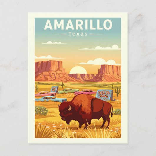 Vintage Amarillo Texas Briefkaart (Voorkant)
