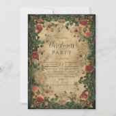 Vintage Amaryllis Holly Christmas Kaart (Voorkant)