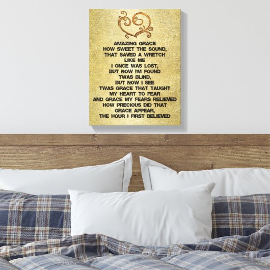 Vintage Amazing Grace Hymn Canvas Afdruk (Insitu (Slaapkamer))
