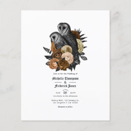 Vintage Amber Uilen Gotische Trouw Uitnodiging Flyer