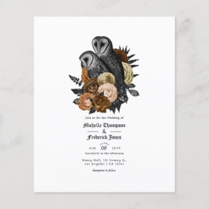 Vintage Amber Uilen Gotische Trouw Uitnodiging Flyer
