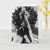 Vintage Amelia Earhart Foto Kaart (Gele Bloem)