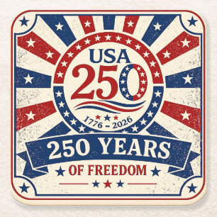 Vintage America 250 Coaster Patriottisch USA Kartonnen Onderzetters