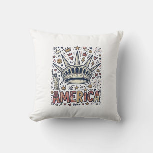 Vintage America Liberty Crown Patriottisch T-shirt Kussen