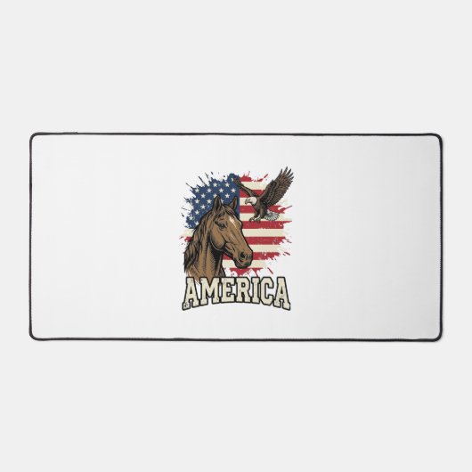 Vintage America Paard Adelaar Patriottisch Vectoro Bureaumat (Voorkant)