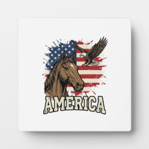 Vintage America Paard Adelaar Patriottisch Vectoro Fotoplaat