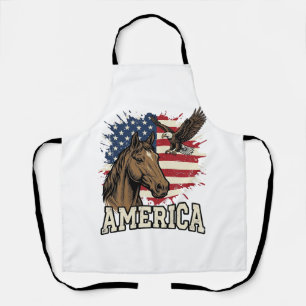 Vintage America Paard Adelaar Patriottisch Vectoro Schort