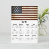 Vintage American Flag Patriotic 12 Month Calendar Feestdagenkaart (Staand voorkant)