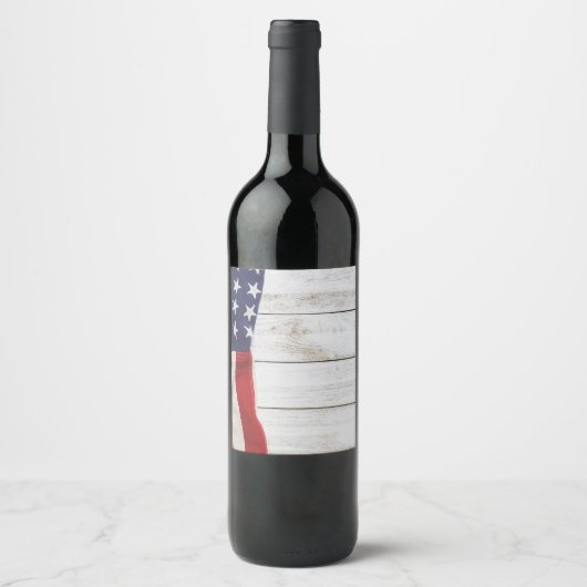 Vintage American Flag Wijn Etiket (Voorkant)