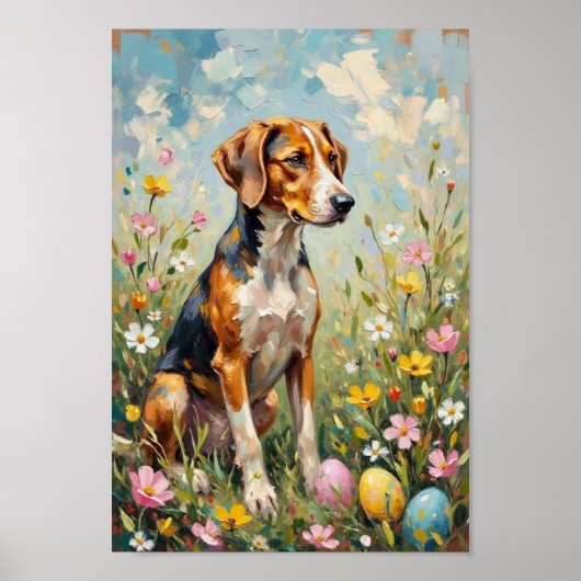 Vintage American Foxhound Easter Art Poster (Voorkant)