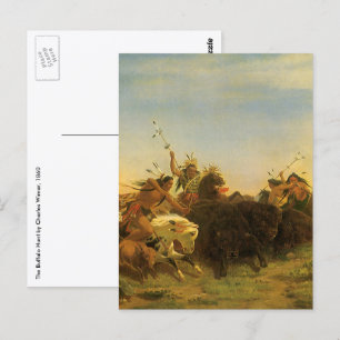 Vintage American West-kunst, Buffalo-jacht door Wi Briefkaart