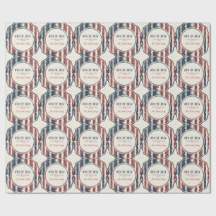 Vintage Americana 4 juli patriottische badge Cadeaupapier