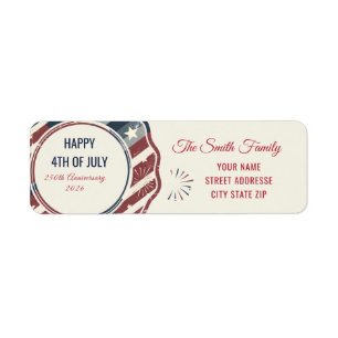 Vintage Americana 4 juli Patriottische Badge Etiket