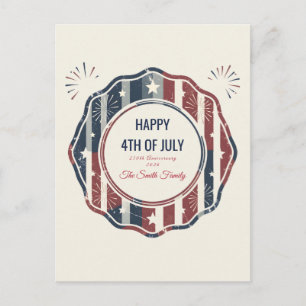 Vintage Americana 4 juli Patriottische Badge Feestdagenkaart